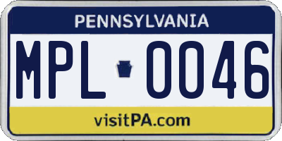 PA license plate MPL0046