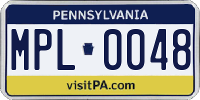 PA license plate MPL0048