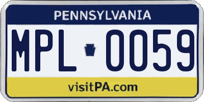PA license plate MPL0059