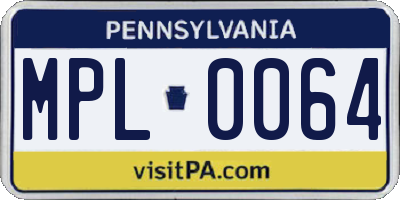 PA license plate MPL0064