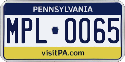 PA license plate MPL0065