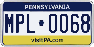 PA license plate MPL0068