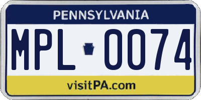 PA license plate MPL0074