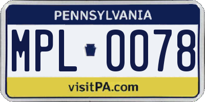 PA license plate MPL0078