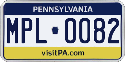 PA license plate MPL0082