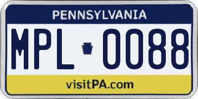 PA license plate MPL0088
