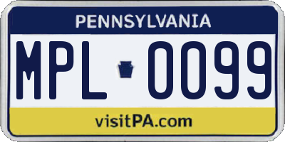PA license plate MPL0099