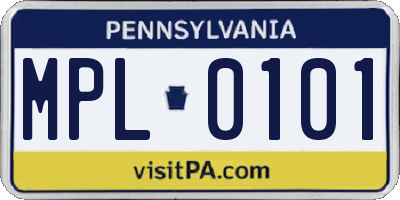 PA license plate MPL0101
