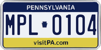 PA license plate MPL0104