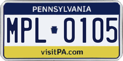 PA license plate MPL0105