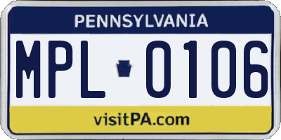 PA license plate MPL0106