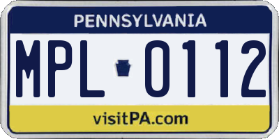 PA license plate MPL0112