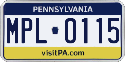 PA license plate MPL0115
