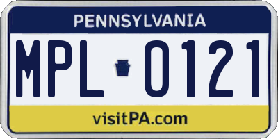 PA license plate MPL0121