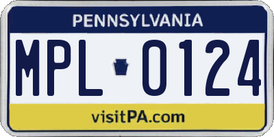PA license plate MPL0124