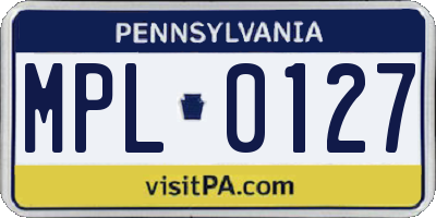 PA license plate MPL0127