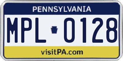 PA license plate MPL0128