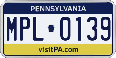 PA license plate MPL0139