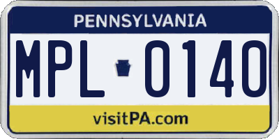 PA license plate MPL0140