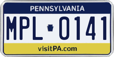 PA license plate MPL0141