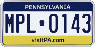 PA license plate MPL0143