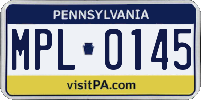 PA license plate MPL0145