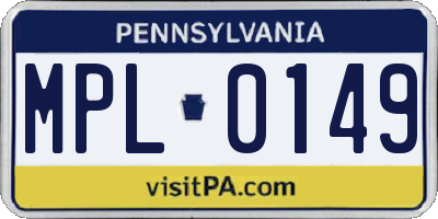 PA license plate MPL0149