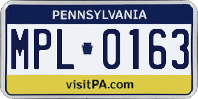 PA license plate MPL0163