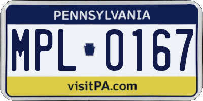 PA license plate MPL0167