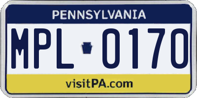 PA license plate MPL0170
