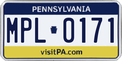 PA license plate MPL0171