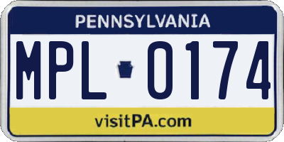 PA license plate MPL0174