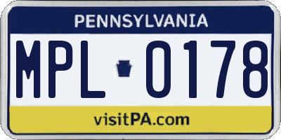 PA license plate MPL0178