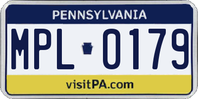 PA license plate MPL0179