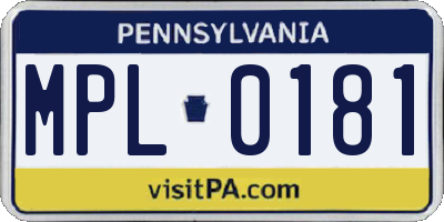 PA license plate MPL0181