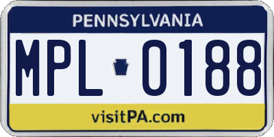 PA license plate MPL0188