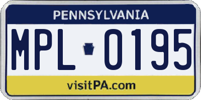 PA license plate MPL0195