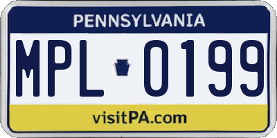PA license plate MPL0199