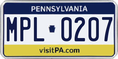 PA license plate MPL0207
