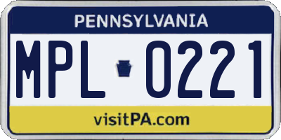 PA license plate MPL0221