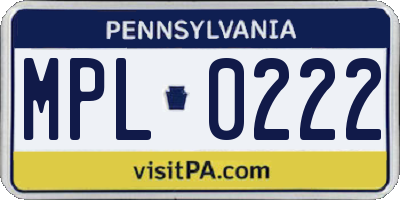 PA license plate MPL0222