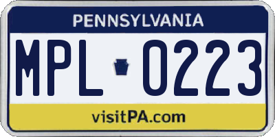 PA license plate MPL0223