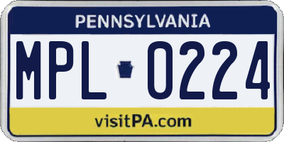 PA license plate MPL0224