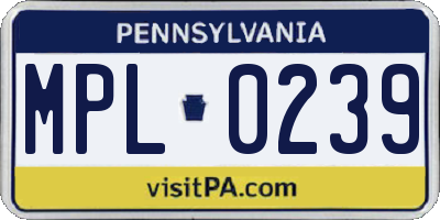 PA license plate MPL0239