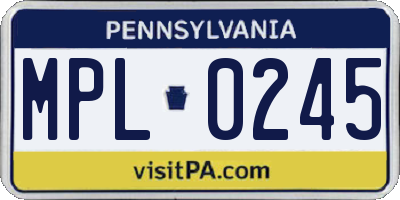 PA license plate MPL0245
