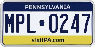 PA license plate MPL0247