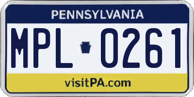 PA license plate MPL0261