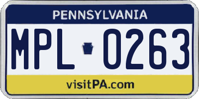 PA license plate MPL0263