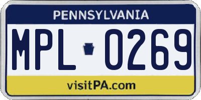 PA license plate MPL0269