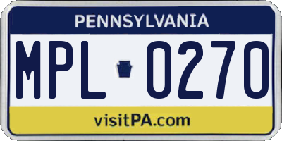 PA license plate MPL0270